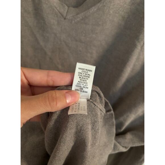 Banana Republic Sweater Men's Medium Silk Cashmere Blend Brown V Neck Pullover - Picture 7 of 8